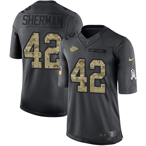 Men's Limited Anthony Sherman Nike Jersey Black - #42 2016 Salute to Service NFL Kansas City Chiefs